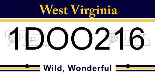 1DOO216 West Virginia License Plate
