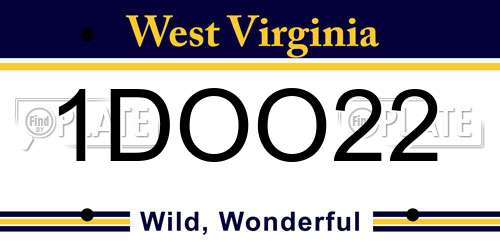 1DOO22 West Virginia License Plate