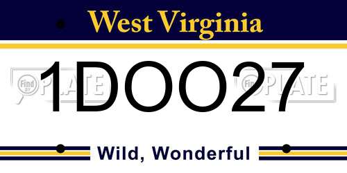 1DOO27 West Virginia License Plate