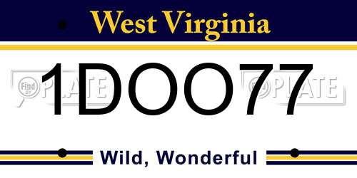 1DOO77 West Virginia License Plate