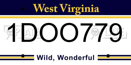 1DOO779 West Virginia License Plate
