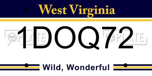 1DOQ72 West Virginia License Plate
