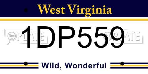 1DP559 West Virginia License Plate