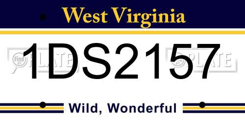 1DS2157 West Virginia License Plate
