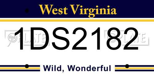1DS2182 West Virginia License Plate