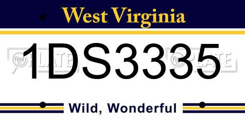 1DS3335 West Virginia License Plate