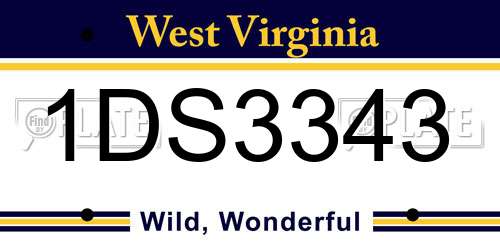 1DS3343 West Virginia License Plate