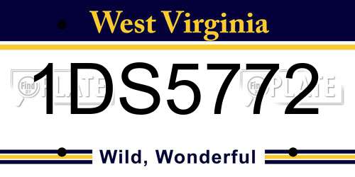 1DS5772 West Virginia License Plate
