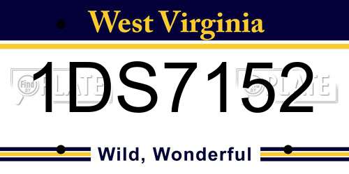 1DS7152 West Virginia License Plate