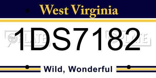 1DS7182 West Virginia License Plate