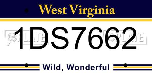 1DS7662 West Virginia License Plate