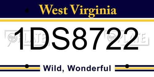 1DS8722 West Virginia License Plate
