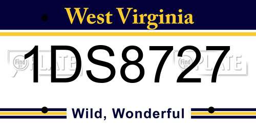 1DS8727 West Virginia License Plate