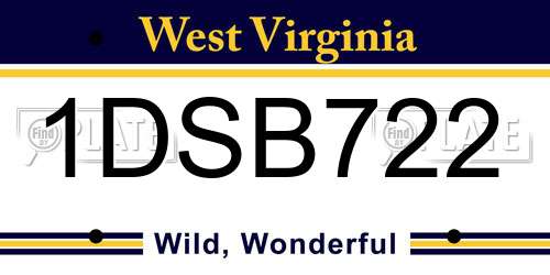 1DSB722 West Virginia License Plate
