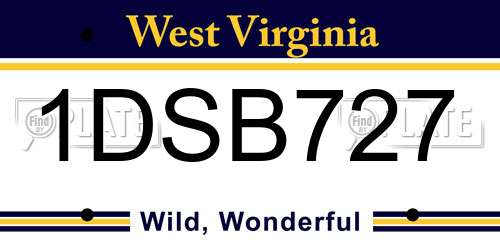 1DSB727 West Virginia License Plate