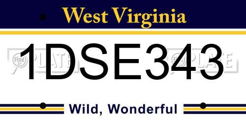 1DSE343 West Virginia License Plate