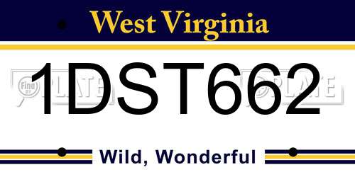 1DST662 West Virginia License Plate