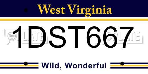 1DST667 West Virginia License Plate