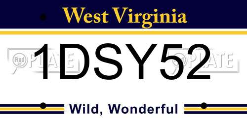 1DSY52 West Virginia License Plate