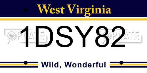 1DSY82 West Virginia License Plate