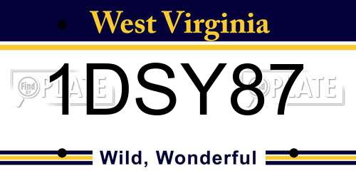 1DSY87 West Virginia License Plate