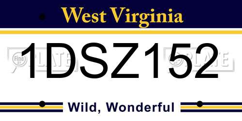 1DSZ152 West Virginia License Plate