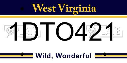 1DTO421 West Virginia License Plate