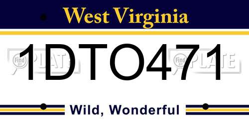 1DTO471 West Virginia License Plate