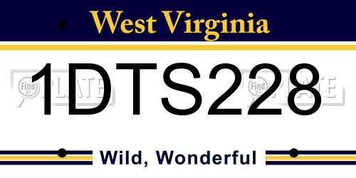 1DTS228 West Virginia License Plate