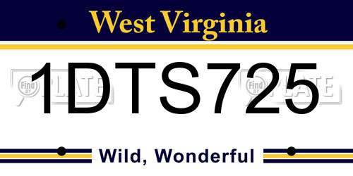 1DTS725 West Virginia License Plate