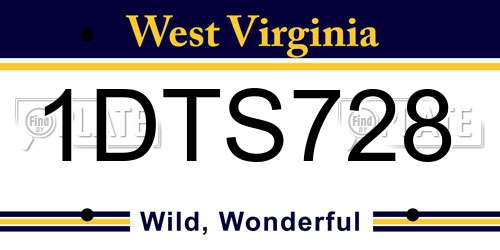 1DTS728 West Virginia License Plate