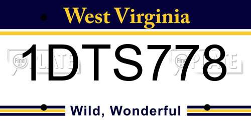 1DTS778 West Virginia License Plate