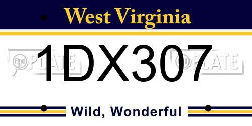 1DX307 West Virginia License Plate