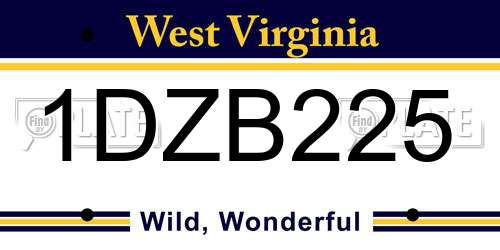 1DZB225 West Virginia License Plate