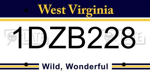 1DZB228 West Virginia License Plate