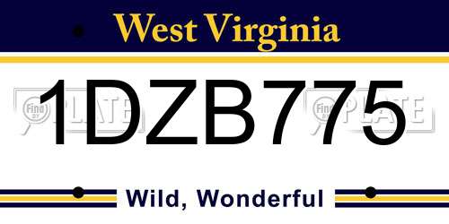 1DZB775 West Virginia License Plate