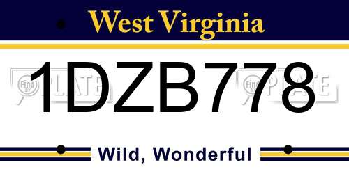 1DZB778 West Virginia License Plate