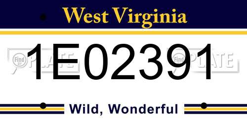 1E02391 West Virginia License Plate