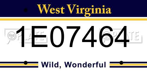 1E07464 West Virginia License Plate