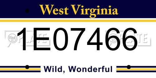 1E07466 West Virginia License Plate