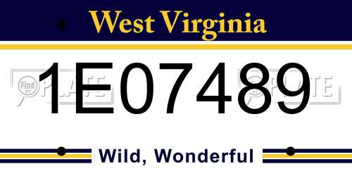 1E07489 West Virginia License Plate