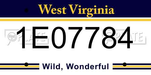 1E07784 West Virginia License Plate