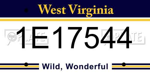 1E17544 West Virginia License Plate