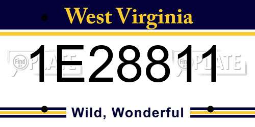 1E28811 West Virginia License Plate