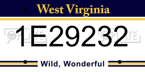 1E29232 West Virginia License Plate