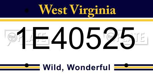 1E40525 West Virginia License Plate