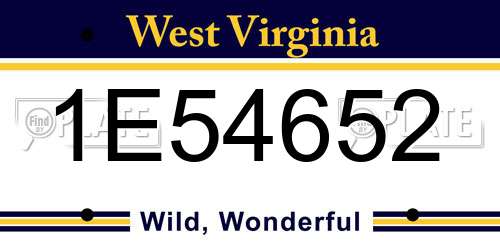 1E54652 West Virginia License Plate