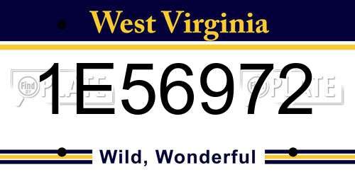 1E56972 West Virginia License Plate