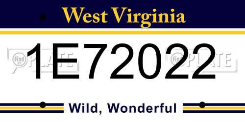 1E72022 West Virginia License Plate