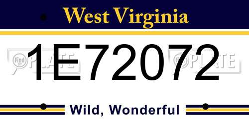 1E72072 West Virginia License Plate